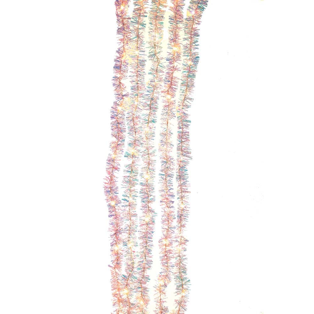 Kurt Adler 6.5-Foot Warm White Iridescent Tinsel Cascade Light Set